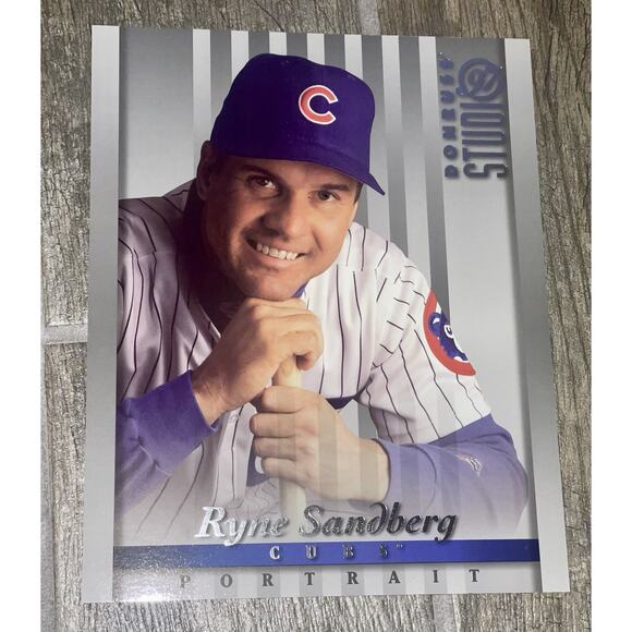 Vintage Ryne Sandberg Autograph Signed Glossy Photo Cubs & Donruss Studio Card - Picture 5 of 6